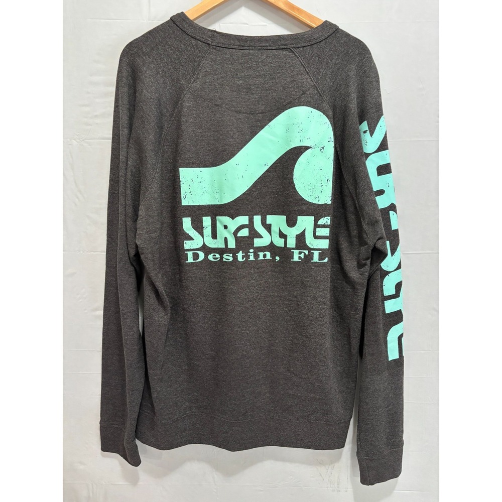 SurfStyle Graphic Mens Gray Long Sleeve 2XL Vintage 90s Delta Fleece Shirt